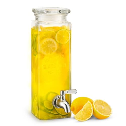 Kook Drink Dispenser, 80 oz, Water Dispenser Countertop, Glass Drink Dispenser, Beverage dispenser, with Leak-Proof Spigo...