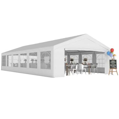 Outsunny 20 x 40 ft Heavy Duty Party Tent Outdoor Gazebo Wedding Tent Event Shelter Carport BBQ with Removable Sidewalls &...