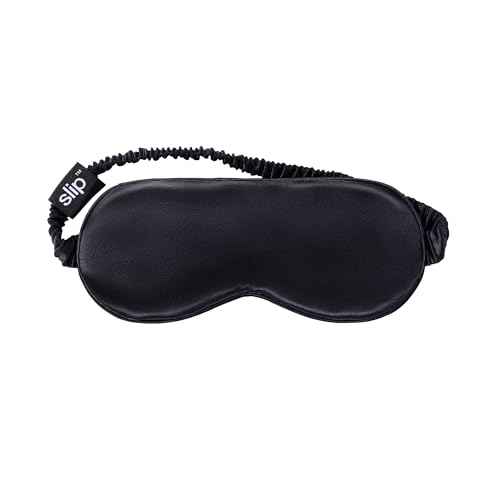 slip Pure Silk Sleep Mask - 100% Mulberry Silk, Ultra Soft & Comfortable, Blocks Light for Restful Sleep| Adjustable Strap for Perfect Fit, Gentle on Skin & Hair (Black - 1 Count Pack of 1)