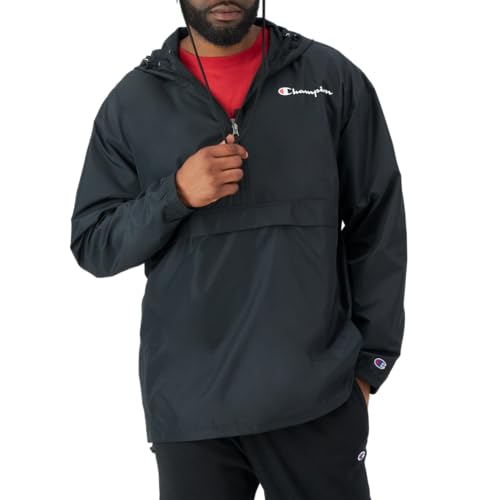 Champion mens Stadium Packable Jacket, Wind & Water Resistant, Script Logo, Available in Regular and Big & Tall