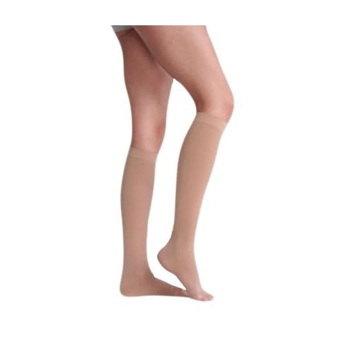 Juzo 2001 20-30mmhg Knee High Compression Open Toe Sock With Silicone Top Band, Beige, 4 (IV) Regular
