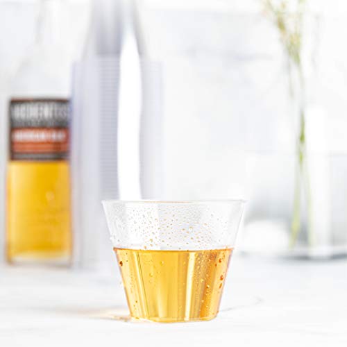 PLASTICPRO 9 oz Disposable Plastic Party Cups,Old fashioned Designed Tumblers, 100 Count, Crystal Clear