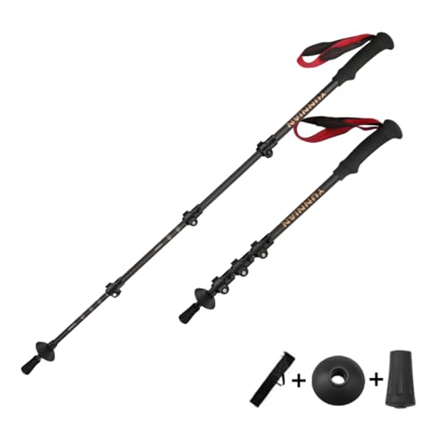 Jahreszeit Carbon Fiber Trekking Pole - Ultralight Collapsible Walking Stick for Hiking with Adjustable Quick Flip Locks a...