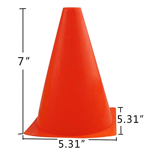 Mirepty 7 Inch Plastic Traffic Cones Sport Training Agility Marker Cone for Soccer, Skating, Football, Basketball, Indoor ...