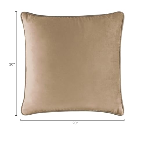Coordinating Pillow, Washable Cover, Feather Insert, for Functional, Comfortable Home Decor, Champagne Velvet, 20x20, Sold Individually