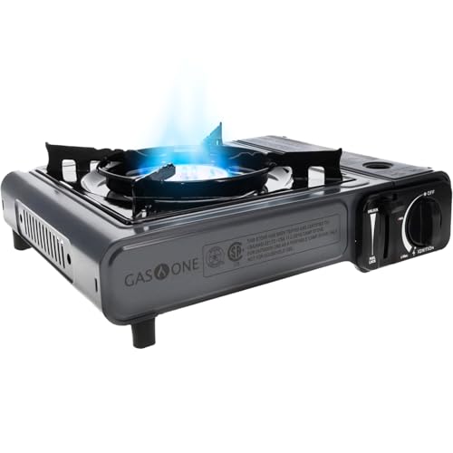 Gas One Portable Butane Camping Stove with Case: Automatic Ignition, Precise Heat Control - Camping & Tailgating and Outdo...