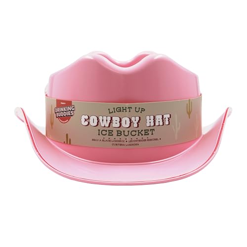 NPW Drinking Buddies Light Up Cowboy Hat Ice Bucket - Cowgirl Hat Shaped Ice Bucket Cooler, LED, Perfect for Parties & Cel...