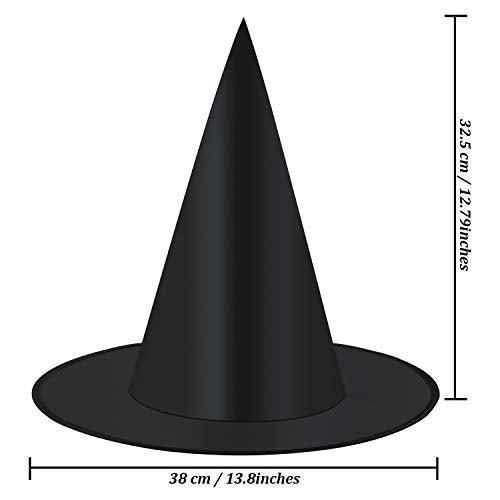 Elcoho 10 Pack Halloween Costume Witch Hat Accessory for Holiday Halloween Party, Black