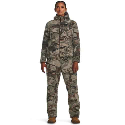 Under Armour Women's Rut Windproof Jacket | Silent Microfleece with Scent Control | Camo Jacket for Women | Sherpa Lining