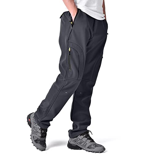 Toomett Men's hiking Snow Pants Skiing Winter Insulated Fleece lined Outdoor Water Repellent camping,walking,fishing