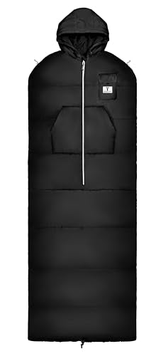 Thermotuff Wearable Sleeping Bag with Dual Hoodie, Zippered Arm Holes, Pockets & Adjustable Drawstring - Ideal for Campin...