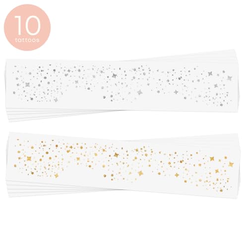 GALACTIC SPARKLE SET of 10 makeup face freckle Flash Tattoos patches in metallic gold foil and metallic silver foil | Face...