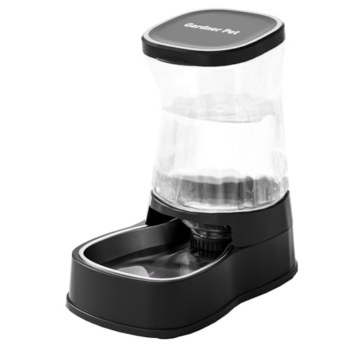Automatic Gravity Water Dispenser for Dogs, 1Gallon Stainless Steel Dog and Cat Water Bowl Dispenser, Dog Water Fountain D...