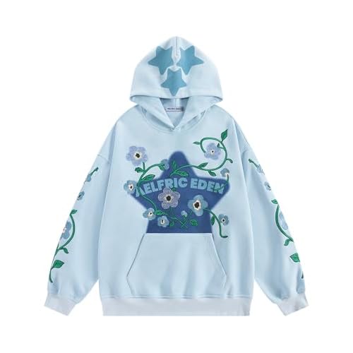Aelfric Eden Floral Eden Star Pullover Hoodie Embroidery Graphic Hoodies Y2K Oversized Hooded Sweatshirt