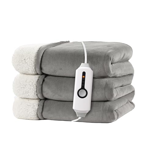 RALYSUN Electric Heated Blanket 72"x84" Full Size - Dual-Sided with Microplush & Sherpa Fabric, 4 Heat Settings & 10 Hours...