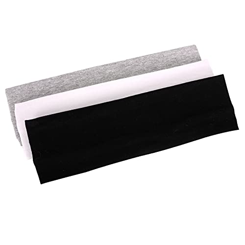 MapofBeauty 3 Pack Yoga Headbands Stretchy Cotton Head Band Hairwarp Sports Running Exercise Gym