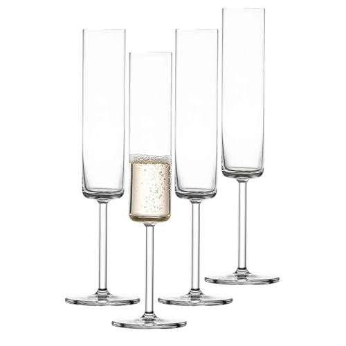 SCHOTT ZWIESEL Modo Champagne Glass (Set of 4), Champagne Glasses with Effervescent Point, Dishwasher-Safe Tritan Crystal ...