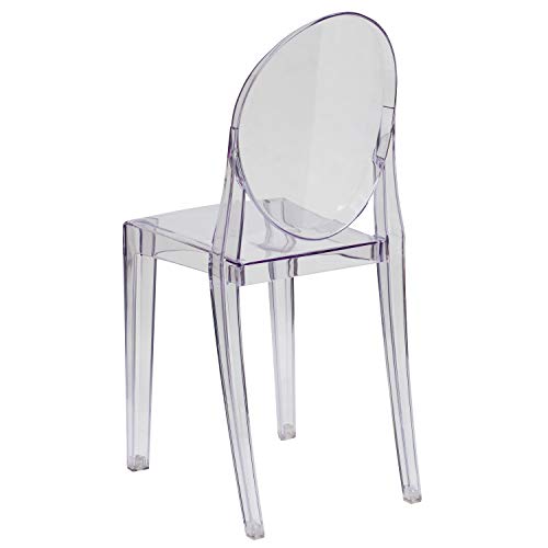 Flash Furniture Cheryl Indoor/Outdoor Ghost Accent and Dining Chair with Contoured Seat, Stackable Transparent Restaurant ...