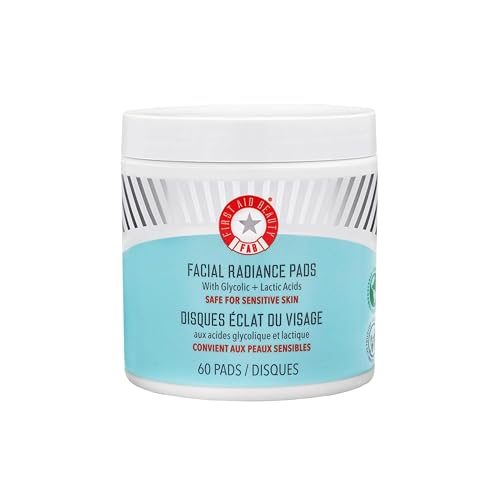 First Aid Beauty - Facial Radiance Pads with Glycolic & Lactic Acids, Daily Exfoliating Pads with AHA, Visibly Smaller Por...