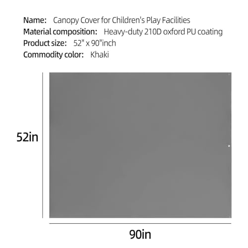 Playset Canopy Replacement,52“ x 90” Playground Canopy,Swing Set Replacement Tarp Canopy Replacement,Kids Playground Roof ...