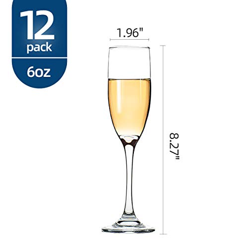 UMI UMIZILI Classic Champagne Flutes, Set of 12, 6 Oz Premium Stemmed Champagne Glasses, Sparkling Wine Glass, Crystal Clear