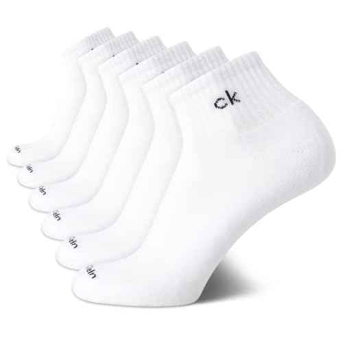 Calvin Klein Mens Quarter Socks - 6 Pack Cushioned Mini Crew Athletic Socks for Men, Ideal for Running, Sport, and Hiking