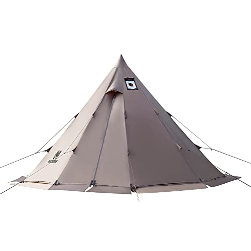 OneTigris Rock Fortress Hot Tent with Stove Jack, 4 Season, 4-6 Person Tipi for Camping, Backpacking, Hunting, Fishing - W...