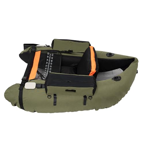 286.6 lbs Portable Inflatable Fishing Boat - 90-180°Adjustable Backrest, Ideal for Fishing, Rafting & Outdoor Adventures, ...
