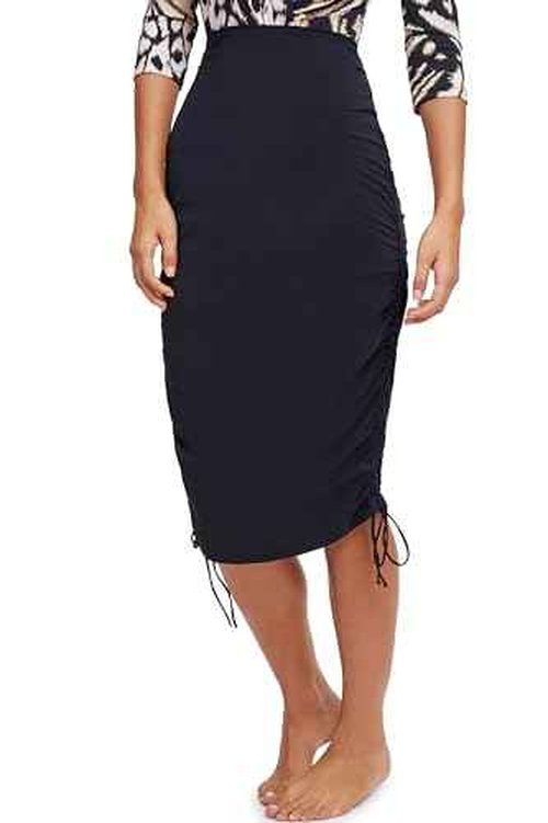 Gottex Women's Modest Knee Length Shirred Skirt, Swimwear, Black