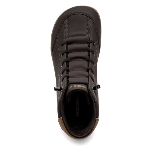 HOBIBEAR Leather Barefoot Boots Zero-Drop Wide Width Minimalist Shoes Unisex Mid Top Walking Boots