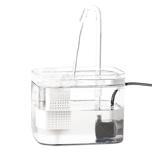 SunGrow Cat Water Fountain, Automatic Flowing Hydration Station with Filter & Silent USB Pump, Easy-to-Use Transparent Fee...