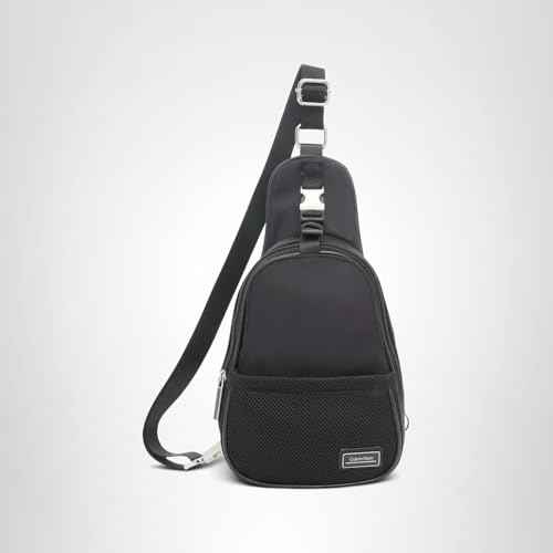 Calvin Klein Jessie Organizational Sling Backpack, Black/Silver, One Size