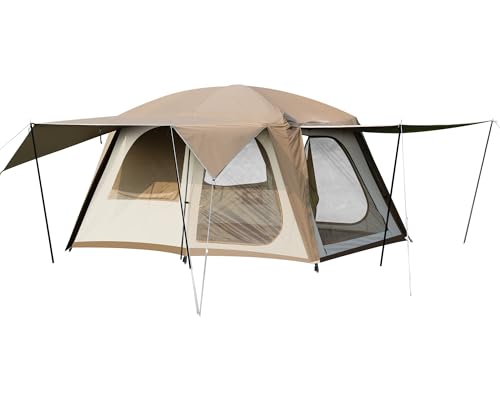 Vidalido 4-6 Person Camping Tent with 3 Door 2 Room Large Family Cabin Tents, Double Layer Waterproof Portable Glamping Te...