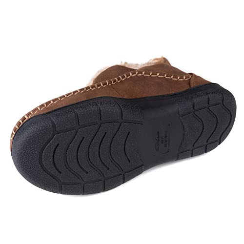 Wishcotton Men's Moccasin Bootie Slippers With Cozy Memory Foam, Winter Warm Fuzzy Indoor Outdoor House Shoes