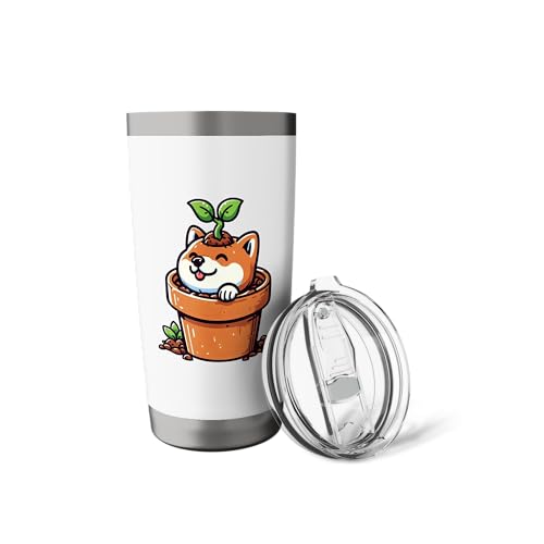 Shiba Inu Planter Gardening Dog Lover Stainless Steel Insulated Tumbler