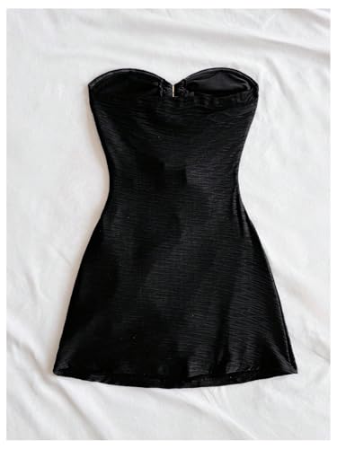 Milumia Women's Metal Flower Cut Out Tube Top Mini Dress Textured Sleeveless Bodycon Party Club Vacation Dresses