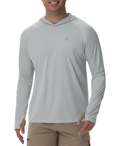 Runhit UPF 50+ Fishing Shirts for Men Long Sleeve Sun Protection Hoodie Lightweight Outdoor Workout Hiking Running Rash Guard