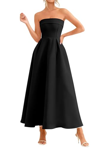 PRETTYGARDEN Cocktail Dresses for Women 2026 Summer Formal Elegant Tube Top Strapless Spring Wedding Guest Party Midi Dress