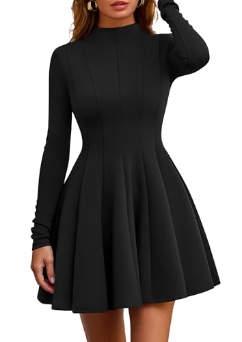 PRETTYGARDEN Fall Dresses for Women Elegant Classy 2026 Casual Long Sleeve Swing A Line Ruffle Short Homecoming Party Dress