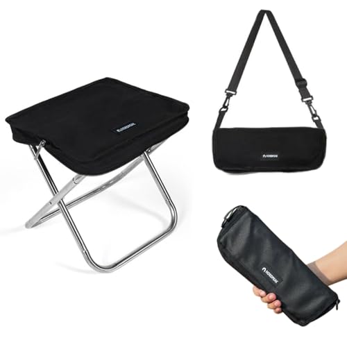 Lightweight Camping Stool 1.5lbs & Compact 12" - 350lbs Capacity! 3-Second Setup Portable Folding Stool with Shoulder Stra...