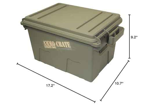 MTM AC5C 5-Can Ammo Crate Mini, Convenient size, Store 650 rounds of 9mm bulk ammo, Stackable & ACR7-18 Ammo Crate Utility Box, Large, Green, Forest Green/Black