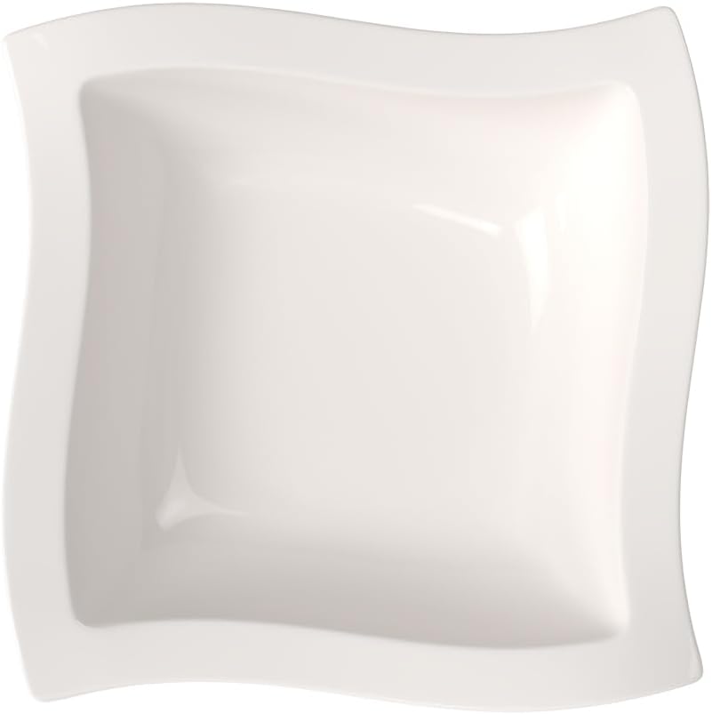 Villeroy & Boch New Wave Square Salad Bowl, 13 in, Premium Porcelain, White