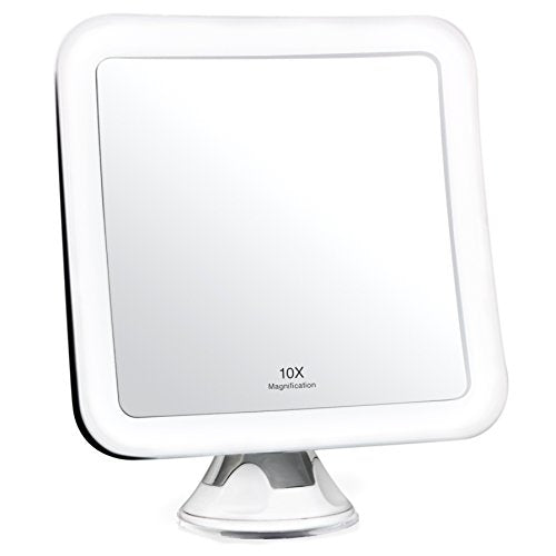 Fancii 10X Magnifying Lighted Makeup Mirror - Daylight LED Vanity Mirror - Compact, Cordless, Locking Suction, 6.5" Wide, ...