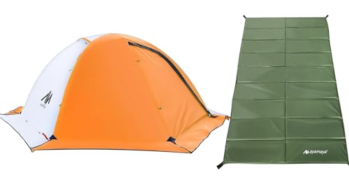 Foam Sleeping Pad + Backpacking Tent, Orange 2 Person 4 Season Tent & Foldable Camping Mattress Extra Thick Waterproof Ten...