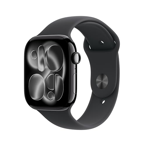 Apple Watch Series 11 [GPS + Cellular 46mm] Smartwatch with Jet Black Aluminum Case with Black Sport Band - M/L. Sleep Sco...