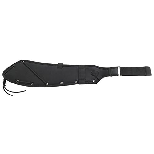 CRKT Halfachance Fixed Blade Parang Machete: 18 Inch Black Powder Coated Carbon Steel Parang Style Blade with Nylon Sheath for Survival, Hunting & Camping K920KKP