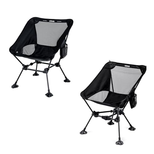 iClimb 1 Triangular Frame Anti-Sinking Chair and 1 Square Frame Chair Bundle, Ultralight Compact for Adults Outdoor Campin...