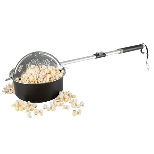 Campfire Popcorn Popper - Old Fashioned Popcorn Maker with Telescoping Handle - Camping Gear by Great Northern Popcorn (Bl...