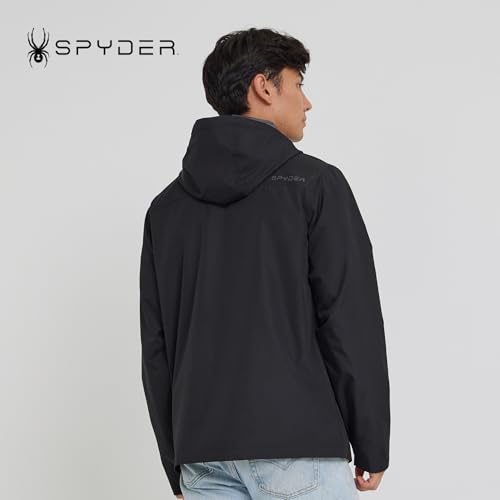 Spyder Packable Rain Jacket Men – Water Resistant Windbreaker with Hood, Lightweight Rain Coat Slicker, Travel, Golf, Fishing
