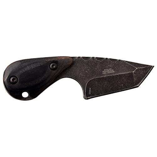 MTECH USA – Fixed Blade Knife – Stonewashed Finish Stainless Steel Tanto Blade with Black Wood Handle, Full Tang, Includes...